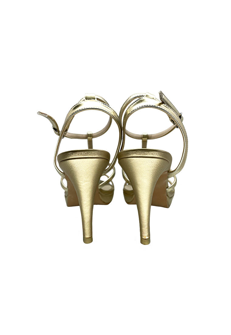 Metallic Asymmetric Strappy Heeled Sandals