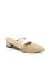 Point Toe With Corduroy Fabric Slip on Block Heel