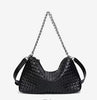 SHINE Chelsea Bag in Woven Leather Material with Silver Chain Strap