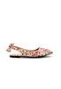 Floral Printed PU Leather Slingback Flats