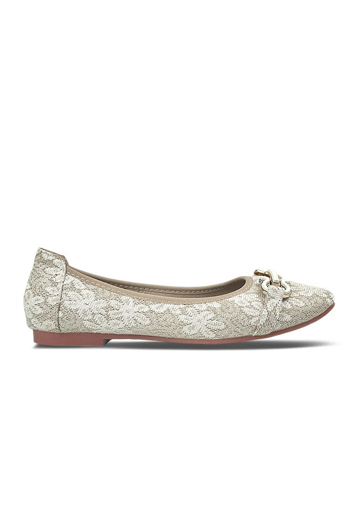 Buckle lace texture fabric Square-Toe Flats