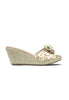 Slip On Printed Floral Ribbon Wedges