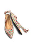 Floral Printed PU Leather Slingback Flats