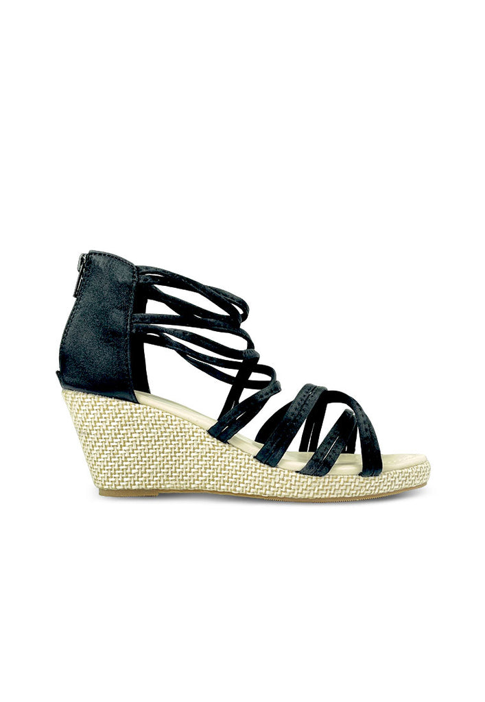 Cross Strap Zip Up Platform Wedge Sandals