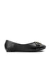 Metallic Bar Embellished Buckle Ballet Flats