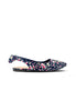 Floral Printed PU Leather Slingback Flats