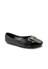 Metallic Bar Embellished Buckle Ballet Flats