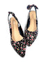 Floral Printed PU Leather Slingback Flats