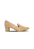 SUEDE BLOCK HEEL LOAFER PUMPS