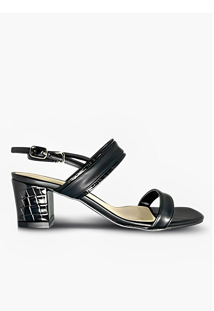 Simple Matt PU Mid Block Heel Sandals