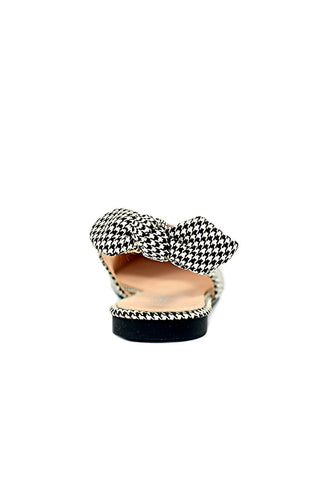 Houndstooth Printed PU Leather Sling Back Flats