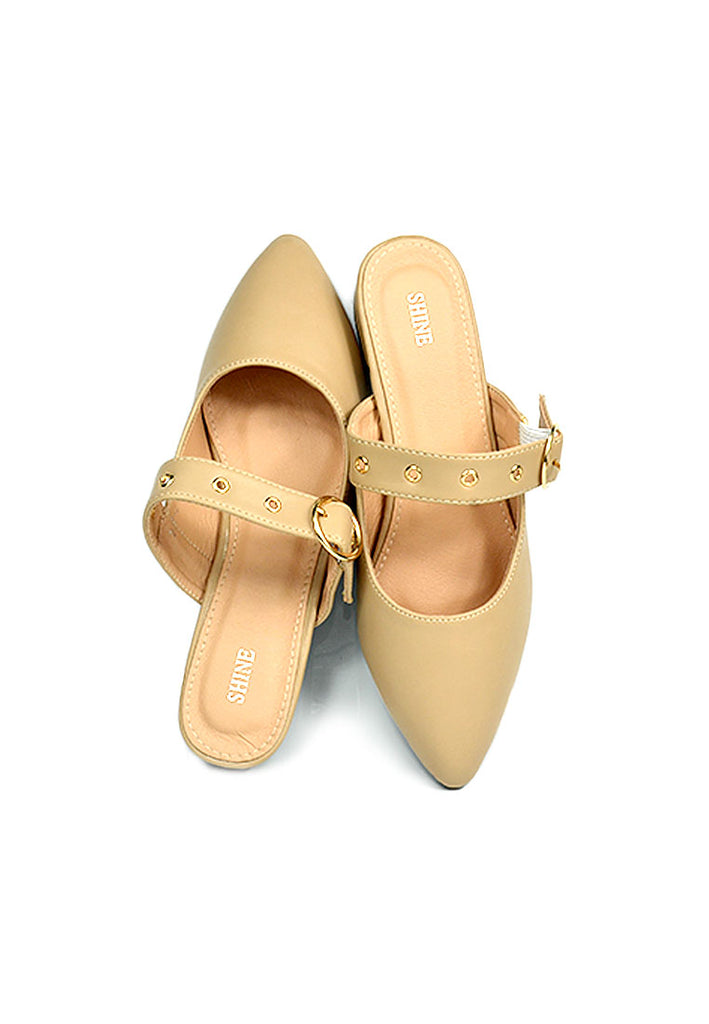 Pointed Toe with Buckle Strape Slip on Flats