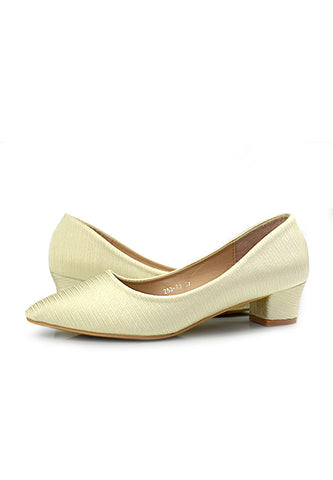 Trendy Pionted Toe Block Heel Court Shoes