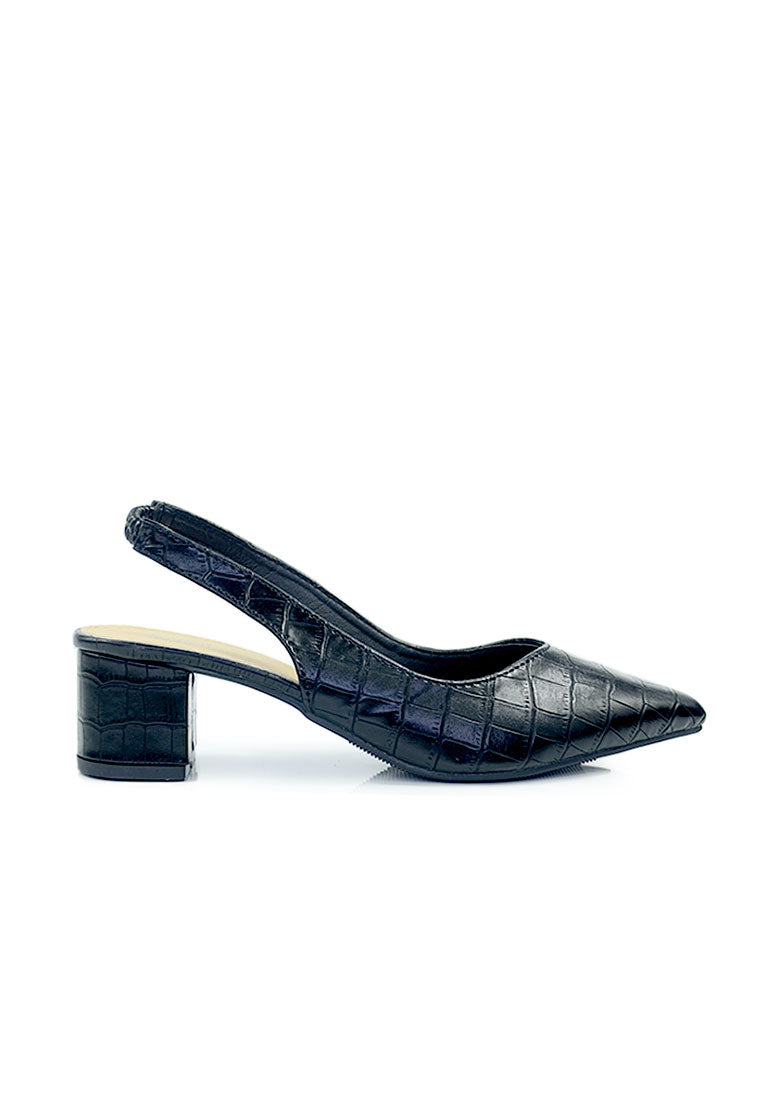 Slingback Basc High Heels With Stone Pattern