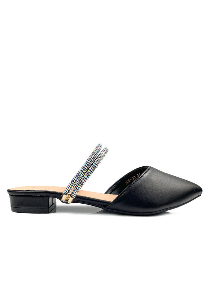 Where's That From Womens 'Beatrice' Low Kitten Heel With Crossover Strap In Black  Glitter