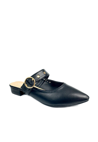 Pointed Toe with Buckle Strape Slip on Flats