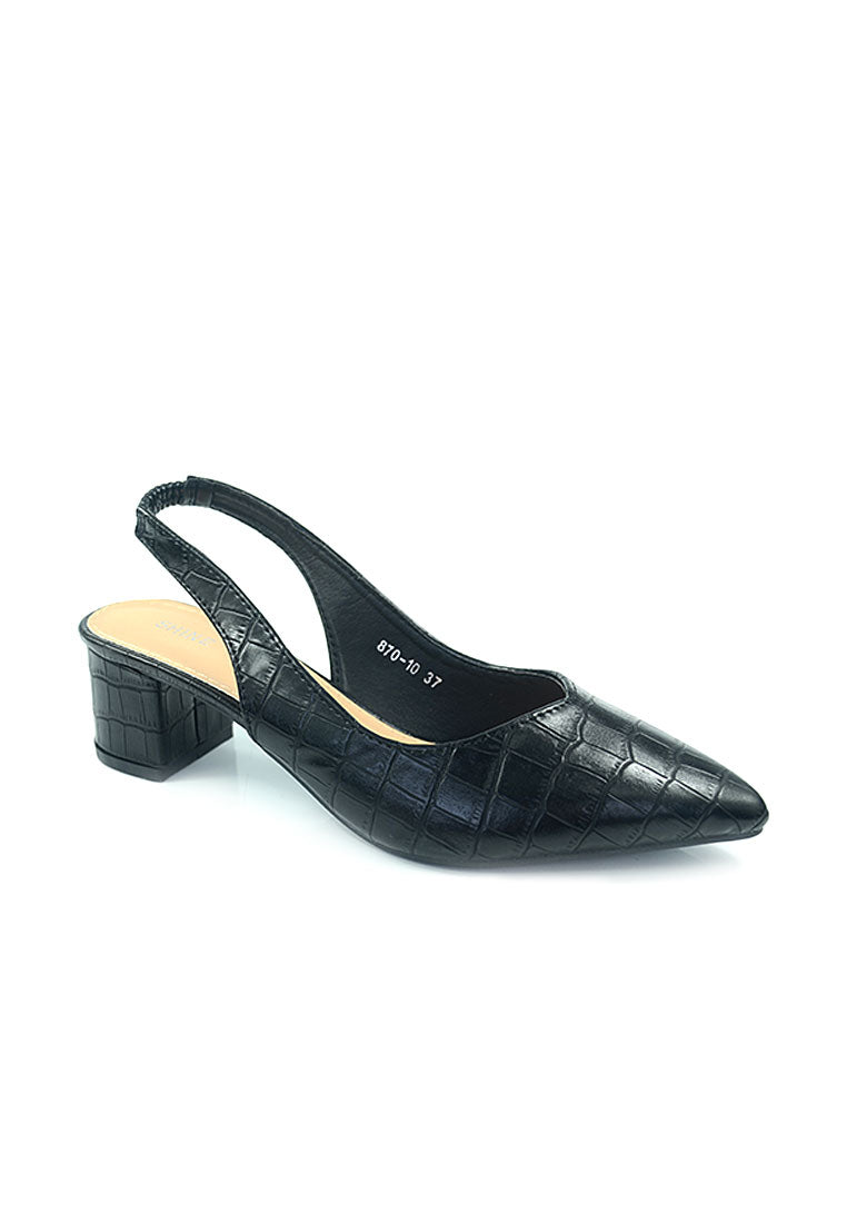 Slingback Basc High Heels With Stone Pattern