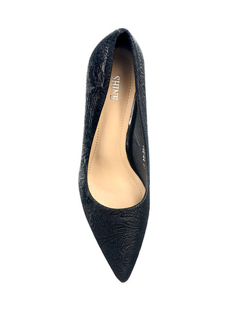Rose Printed Point Block Heels