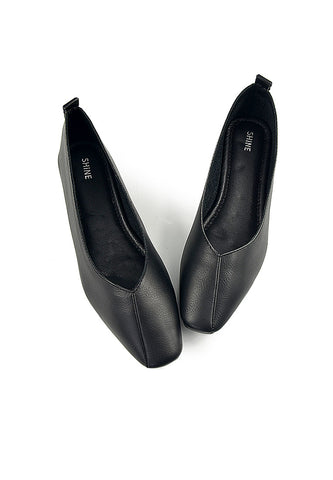 Classic Soft PU leather Square Toe Flats