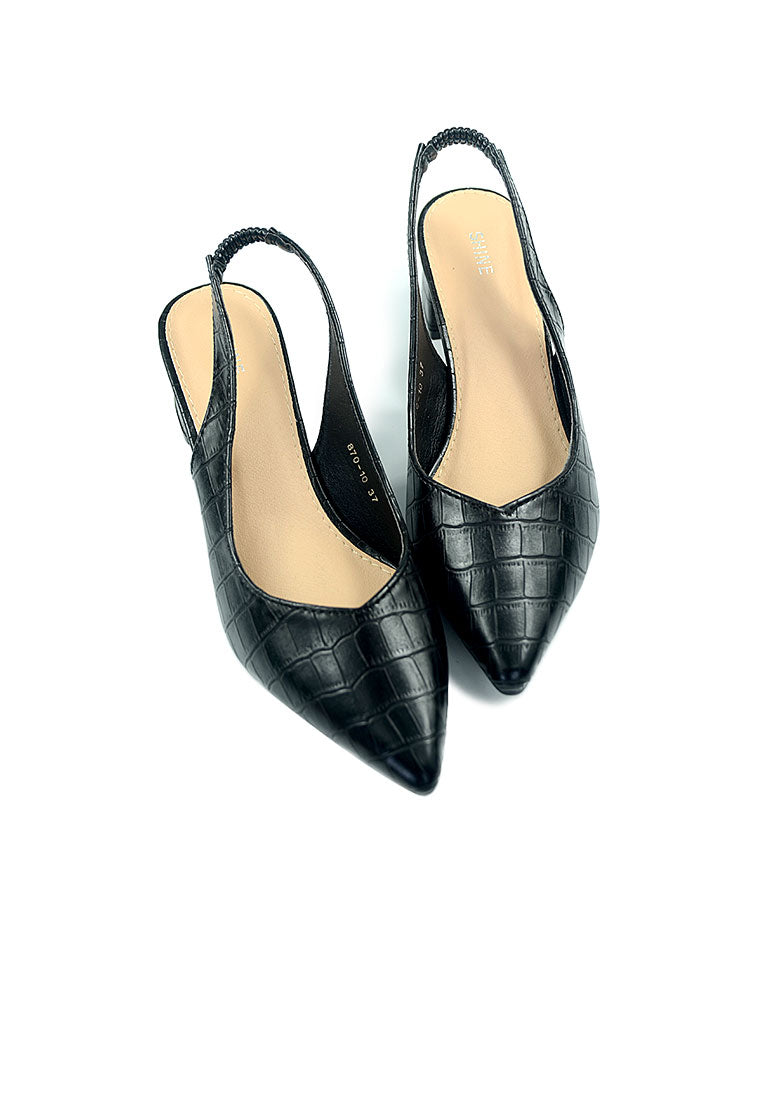 Slingback Basc High Heels With Stone Pattern