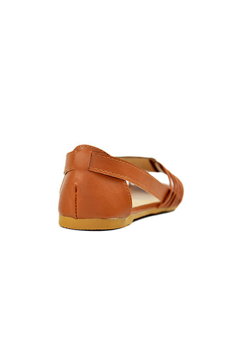 Cut out PU Leather Open Toe Casual Flats