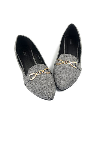Buckle Fabric Classic Point Toe Loafer Flats