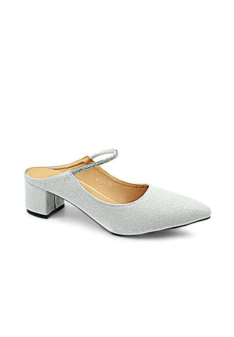 Glitter Simple Strap Buckle Mules