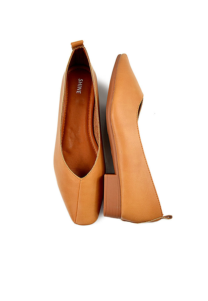 Classic Soft PU leather Square Toe Flats