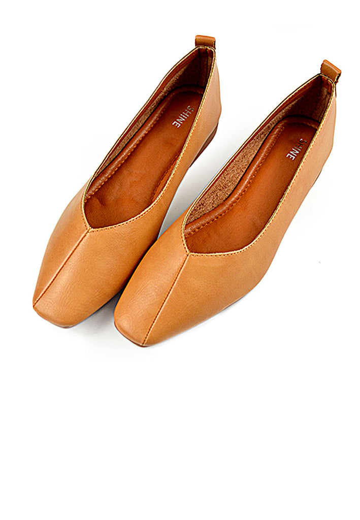 Classic Soft PU leather Square Toe Flats